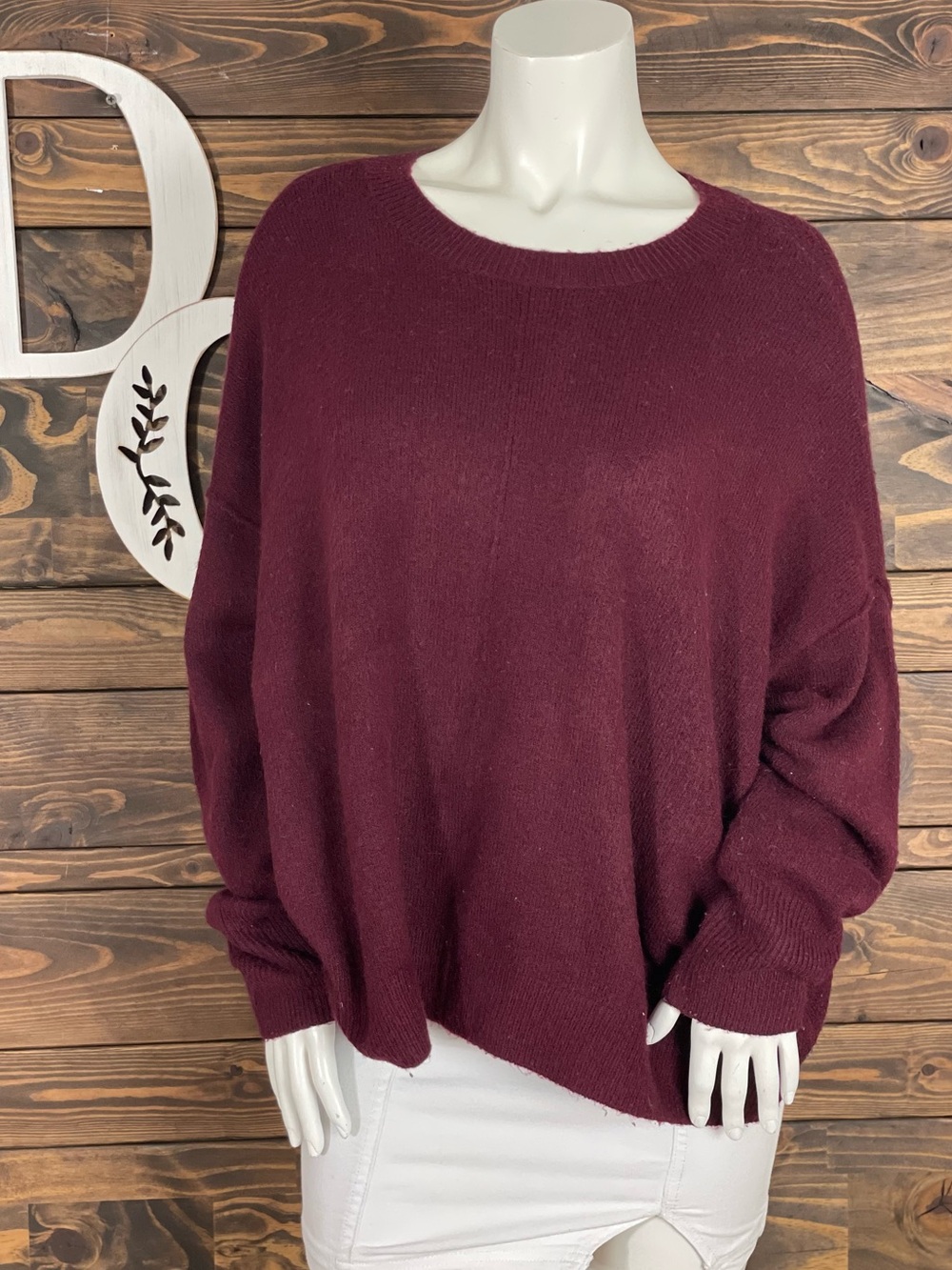 Vince Camuto | Wine Burgundy Crewneck Pullover Knit Sweater Oversized Lounge